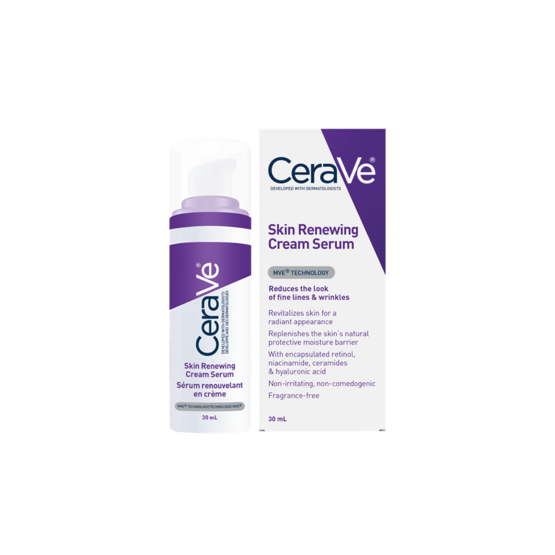 CeraVe Skin Renewing Nightly Exfoliating Treatment for Healthy Aging, Fine Lines, Wrinkles, Dullness and Pores. Face Serum with Glycolic Acid, Hyaluronic Acid & Ceramides. Developed with Dermatologists, Non-irritating, Fragrance-Free, 30ml