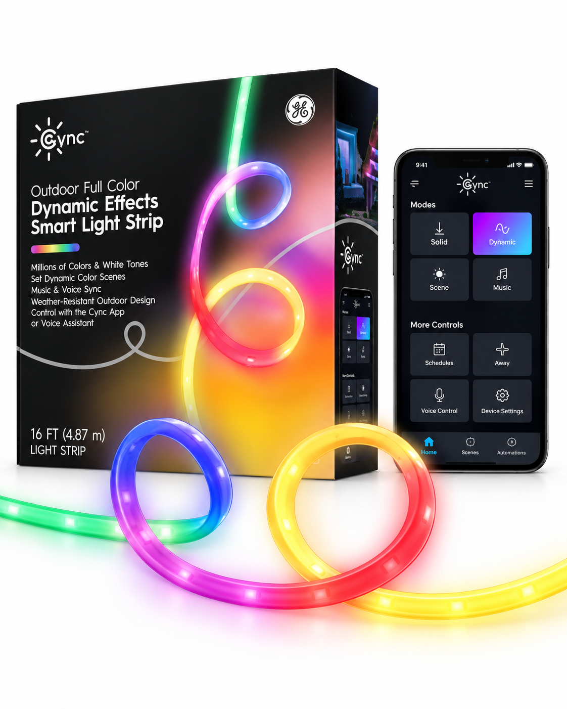 GE Cync 16 ft. Dynamic Effects Gradient Outdoor Smart LED Light Strip – Multicolour, Wi-Fi & Bluetooth