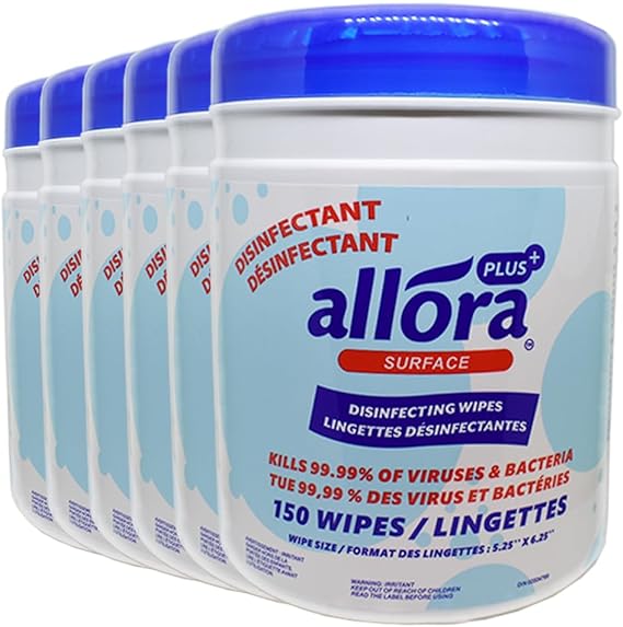 ALLORA DISINFECTANT WIPES 150 CT SHEETS KILLS 99.99% OF VIRUSES & BACTERIA (1 PC)