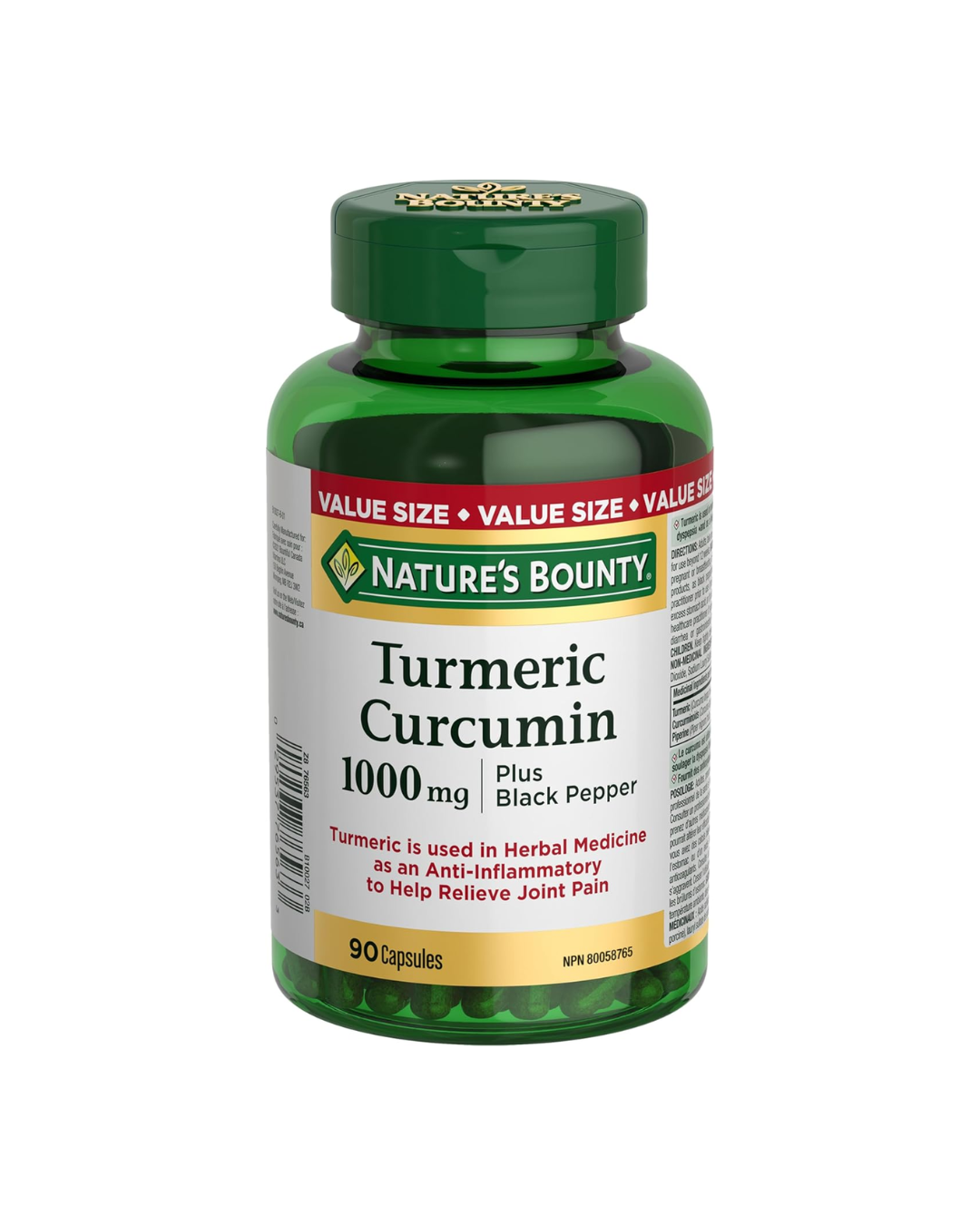 NATURE'S BOUNTY Turmeric Curcumin Plus Black Pepper, 1000 mg, 90 Capsules