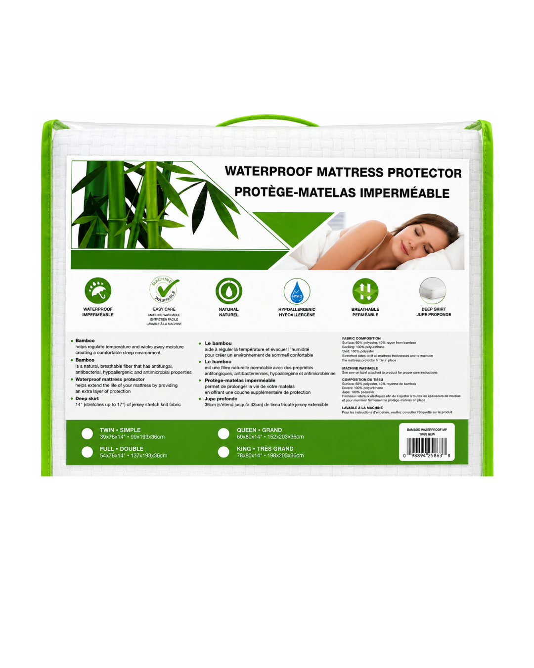 Bamboo Waterproof Mattress Protector(Twin)