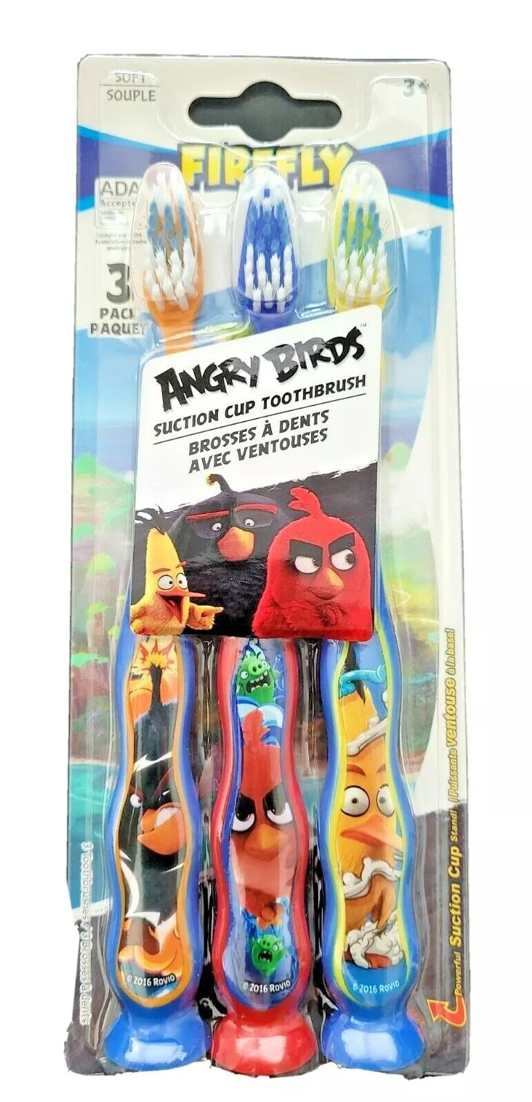 ANGRY BIRDS 3 PACK SOFT TOOTHBRUSHES AGES 3 PLUS