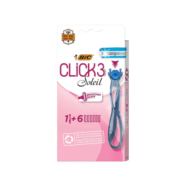 BIC SOLEIL CLICK 3 BLADES WITH ONE HANDLE AND 6 CARTRIDGES