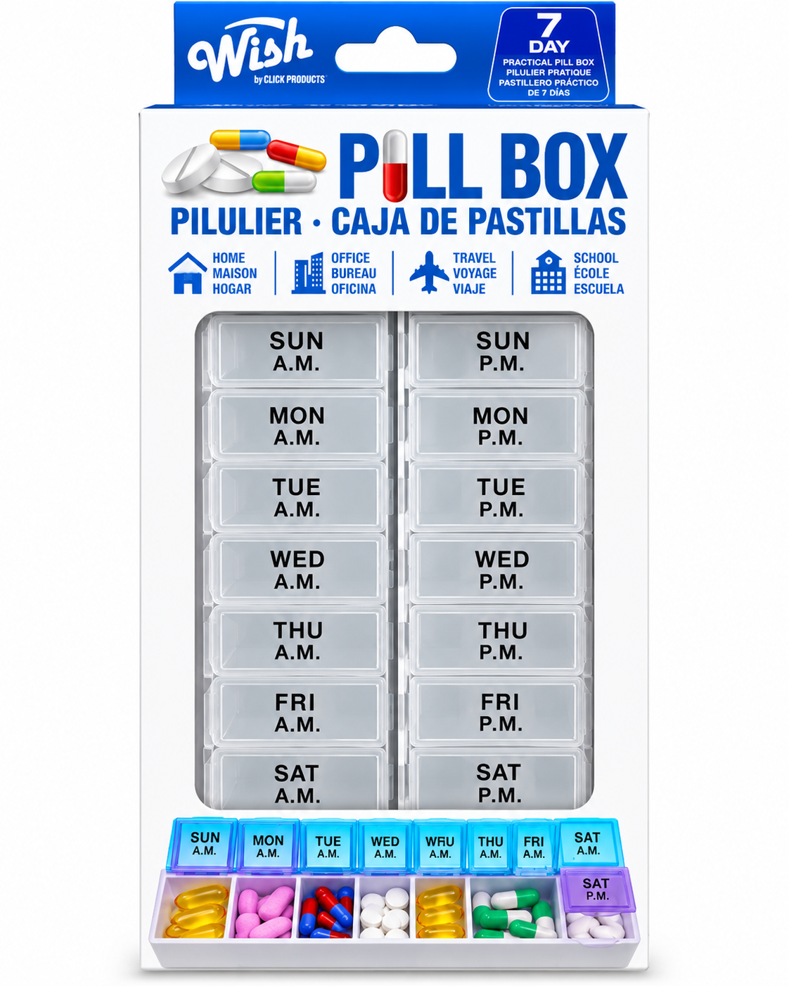 Wish 7-Day Pill Organizer – AM/PM Compartments