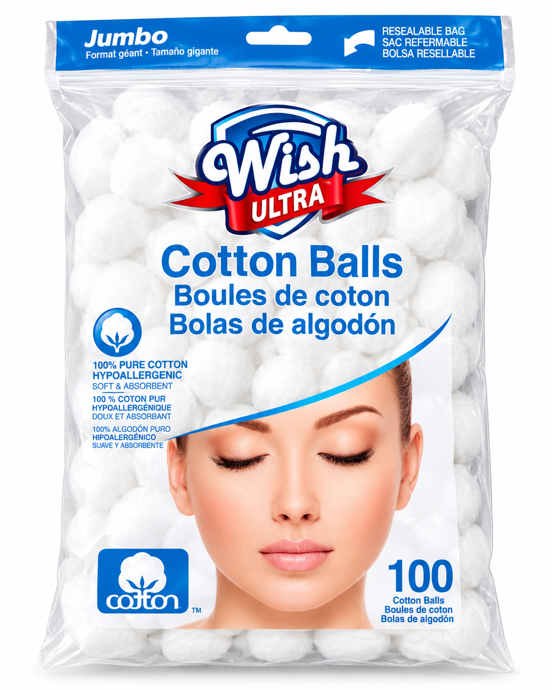 Wish Ultra Jumbo Cotton Balls (100 Count)