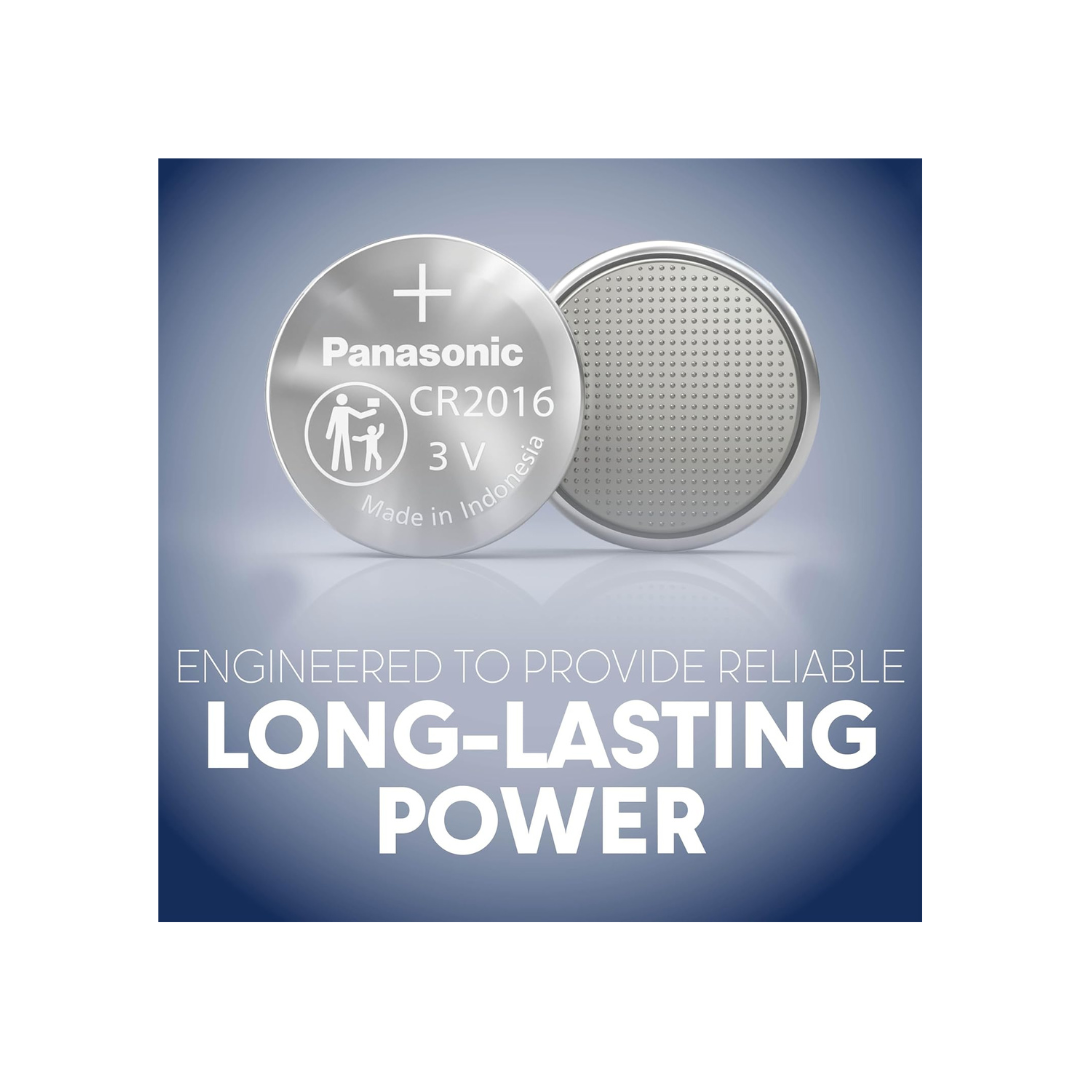 Panasonic CR2016 3.0 Volt Long Lasting Lithium Coin Cell Batteries in Child Resistant, Standards Based Packaging, 1-Battery Pack