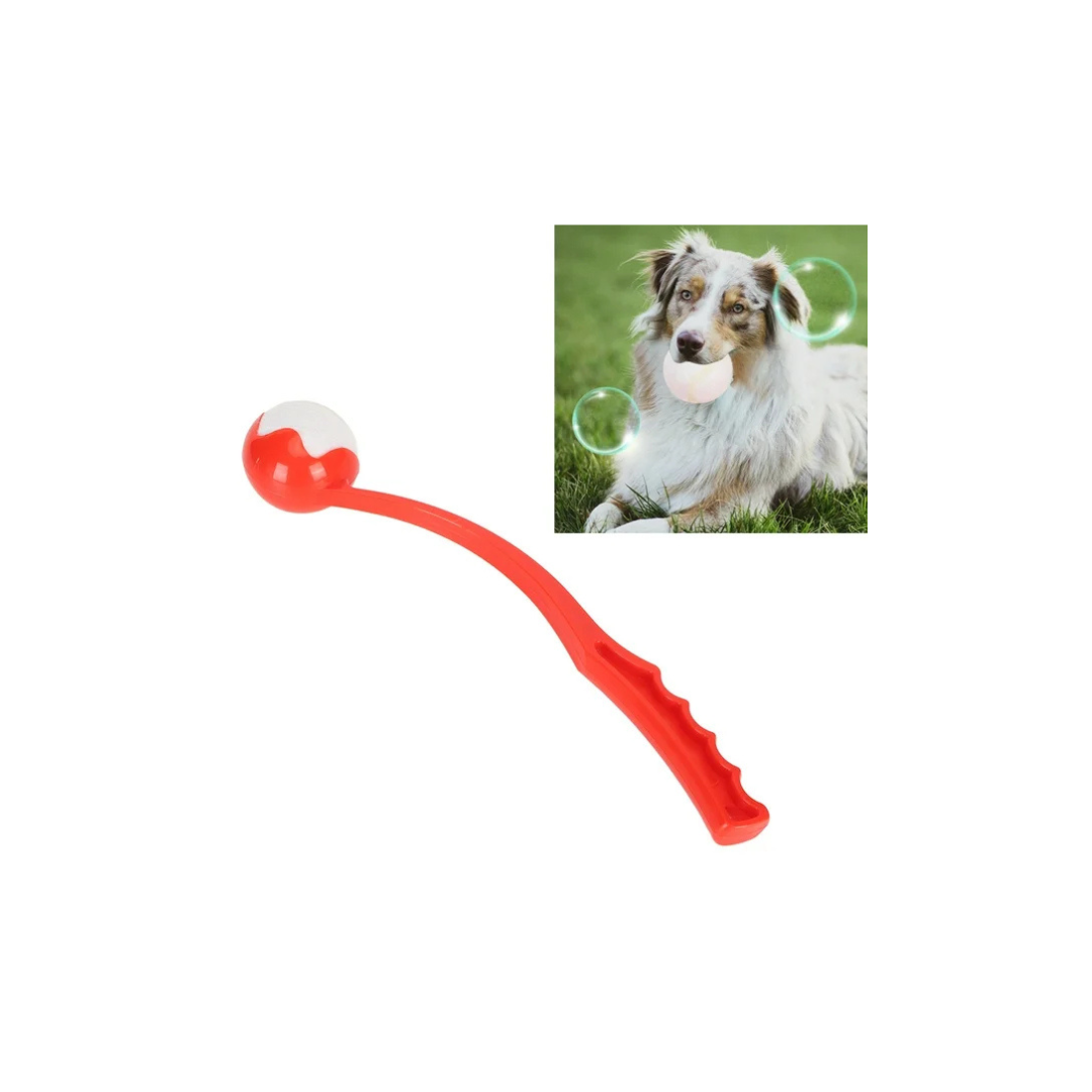 PET TOYS Dog Ball Launcher Hands-Free Ball Thrower Pick Up and Throwing (RED)