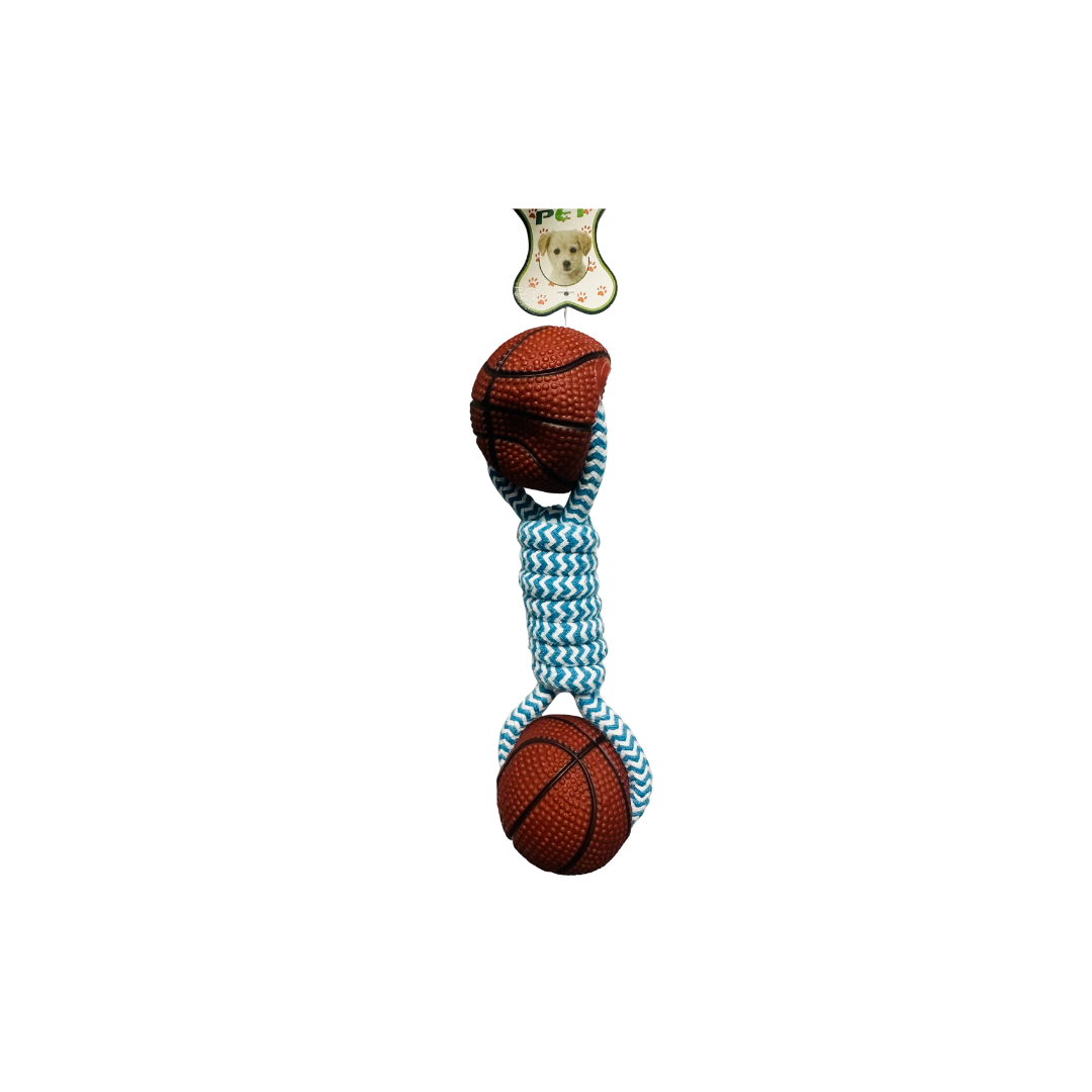 PET TOYS BITE RESISTANT ROPE DOG TOY WITH BASKETBALL