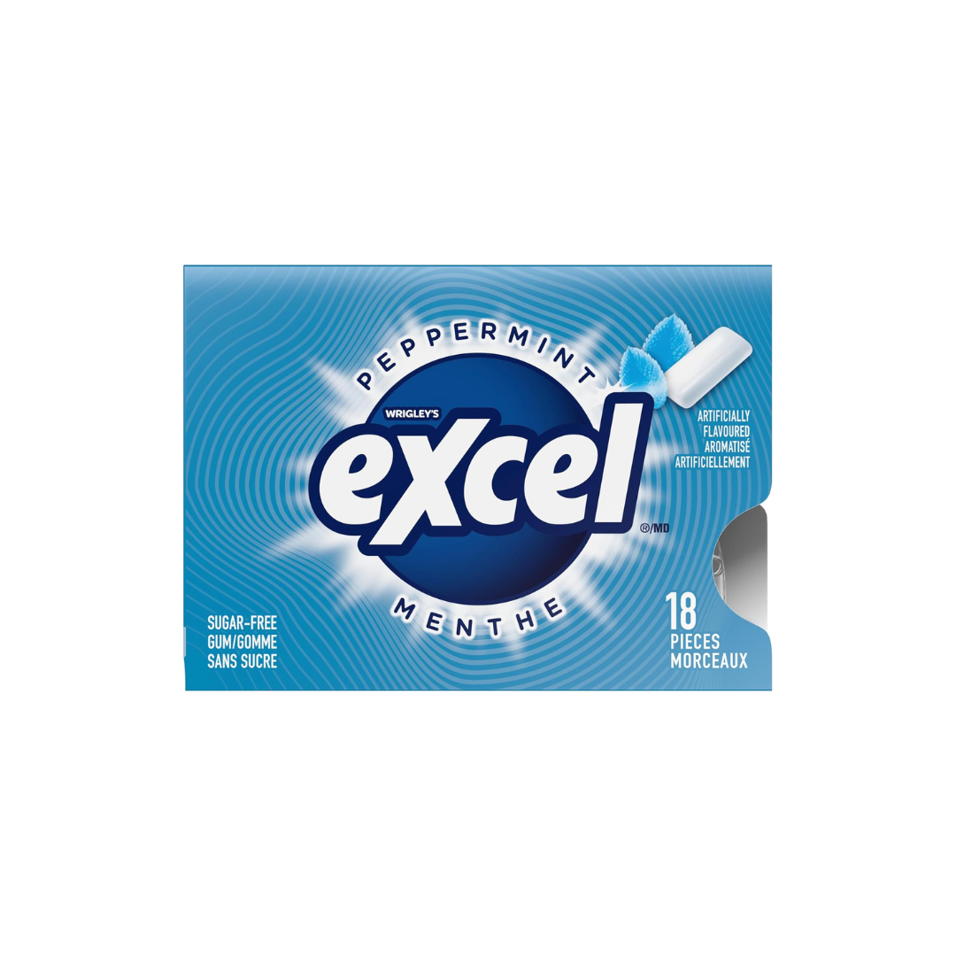 EXCEL, Peppermint Flavoured Sugar Free Chewing Gum,1X18 Pieces