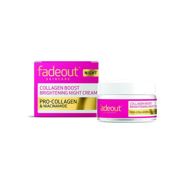Fadeout Skin Care Collagen Boost Brightening Night Cream 50ML PR0-COLLAGEN & NIACINAMIDE PRODUCT OF THE UK