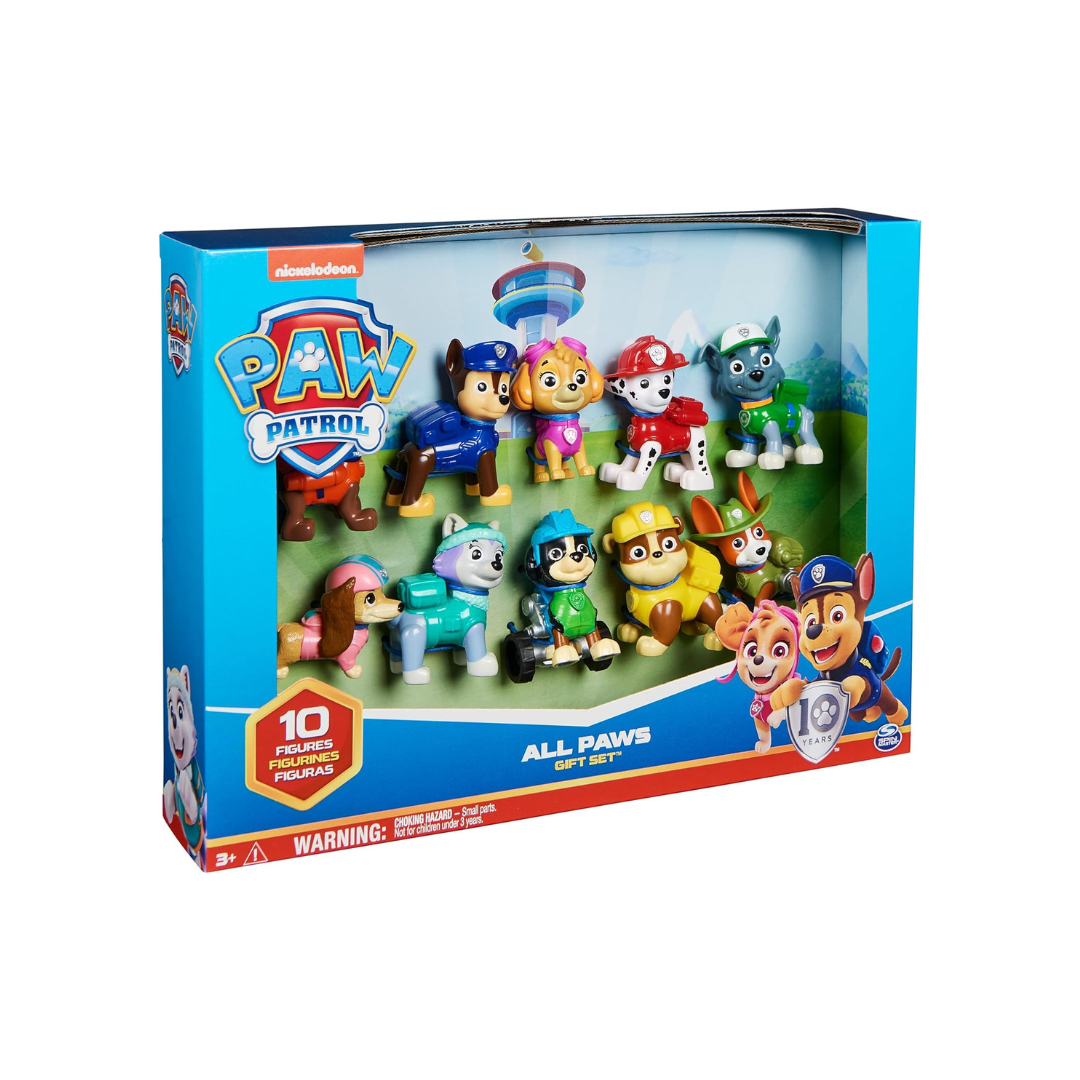 PAW Patrol, 10th Anniversary, All Paws On Deck Toy Figures Gift Pack with 10 Collectible Action Figures, Kids Toys for Ages 3 and up