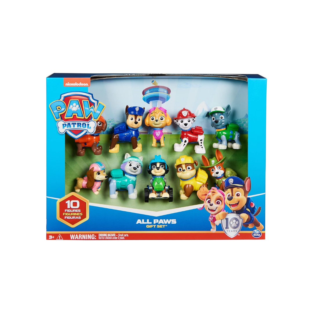 PAW Patrol, 10th Anniversary, All Paws On Deck Toy Figures Gift Pack with 10 Collectible Action Figures, Kids Toys for Ages 3 and up
