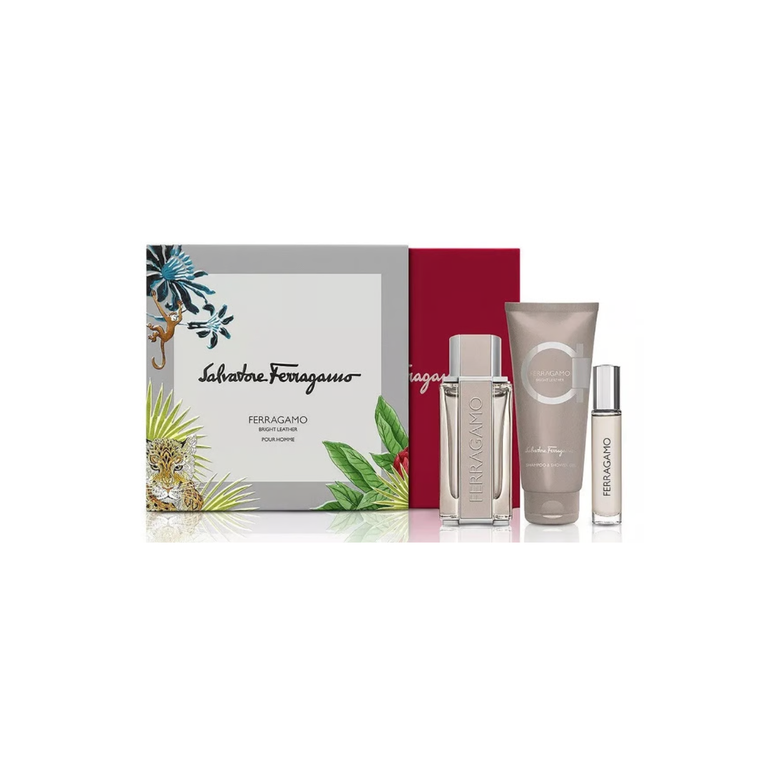 FERRAGAMO Salvatore Ferragamo Bright Leather Pour Homme Eau de Toilette 3-Piece Gift Set