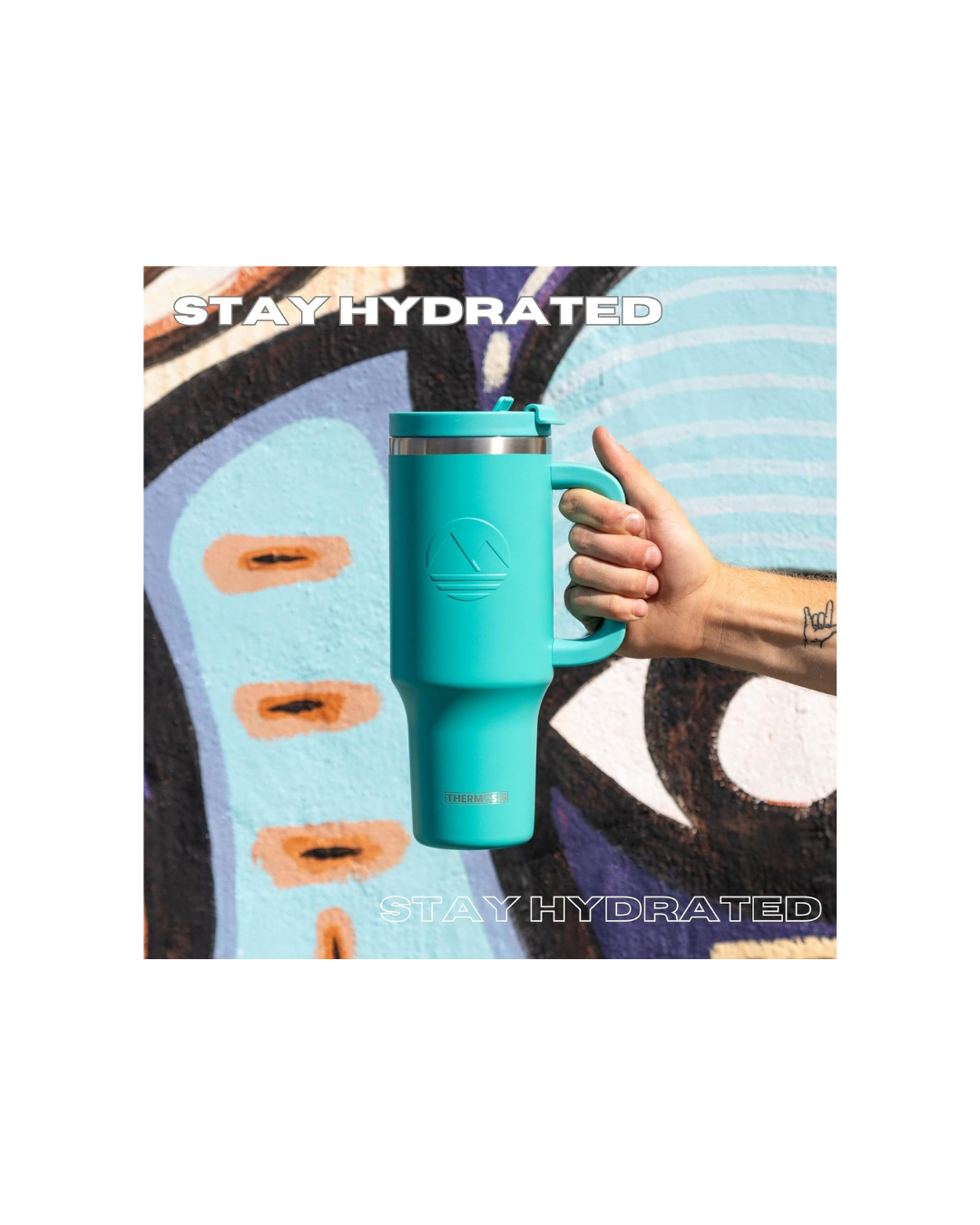 Tumbler with Handle and Straw | Leakproof Tumbler with Straw Insulated Travel Mug Fits Cupholders | Insulated Cup 40 oz Water Bottle with Straw Stainless Steel Tumbler - Teal
