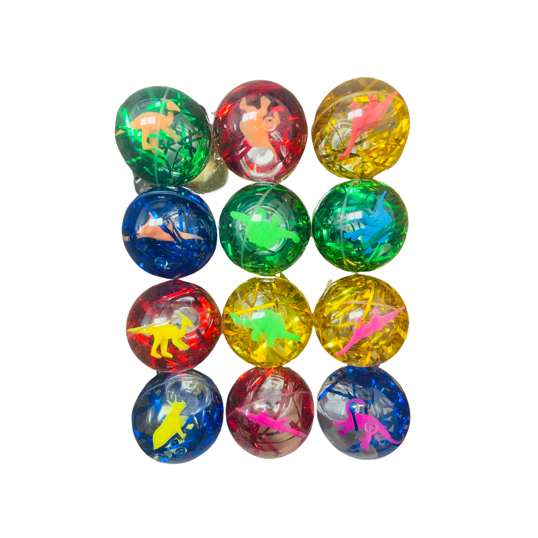 LIGHT UP BOUNCING BALL WITH DINOSAURS 1PC