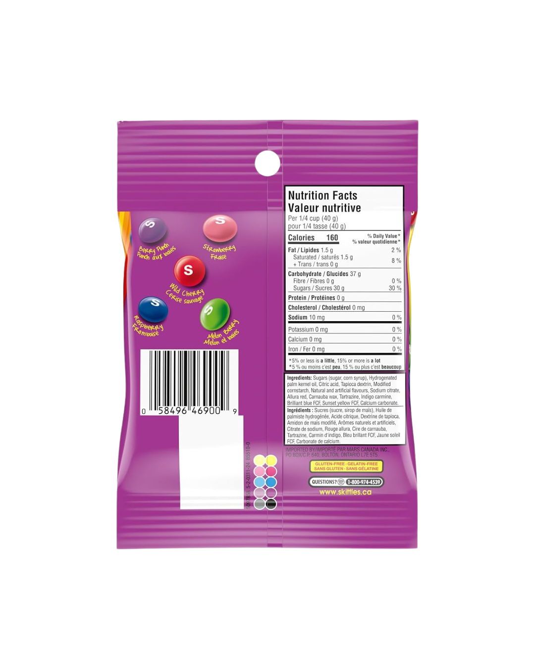 SKITTLES, Berries Chewy Candy, Bag, 170g