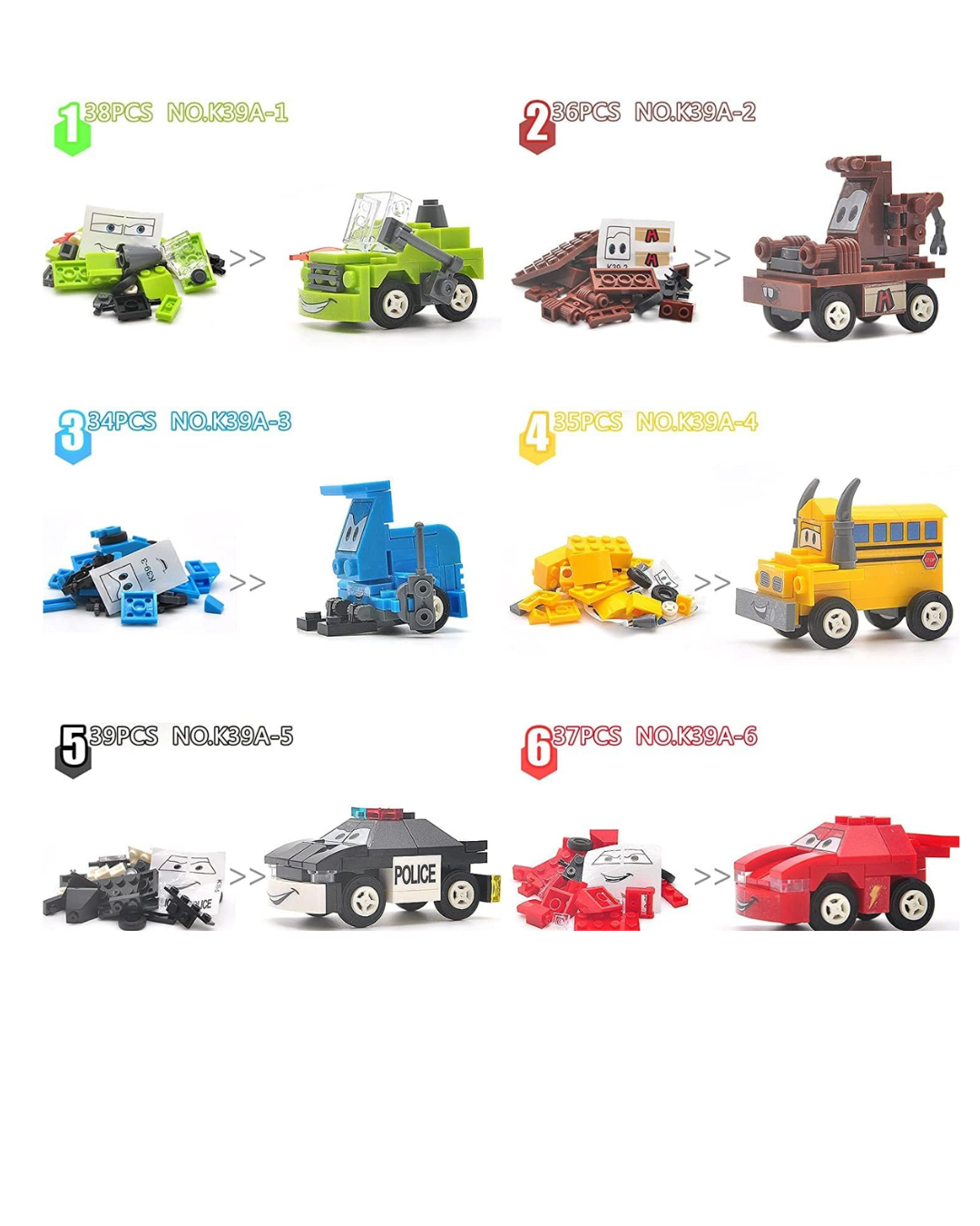 Speed Flash Racing Car 6-in-1 Building Blocks Toy Set (1pc)