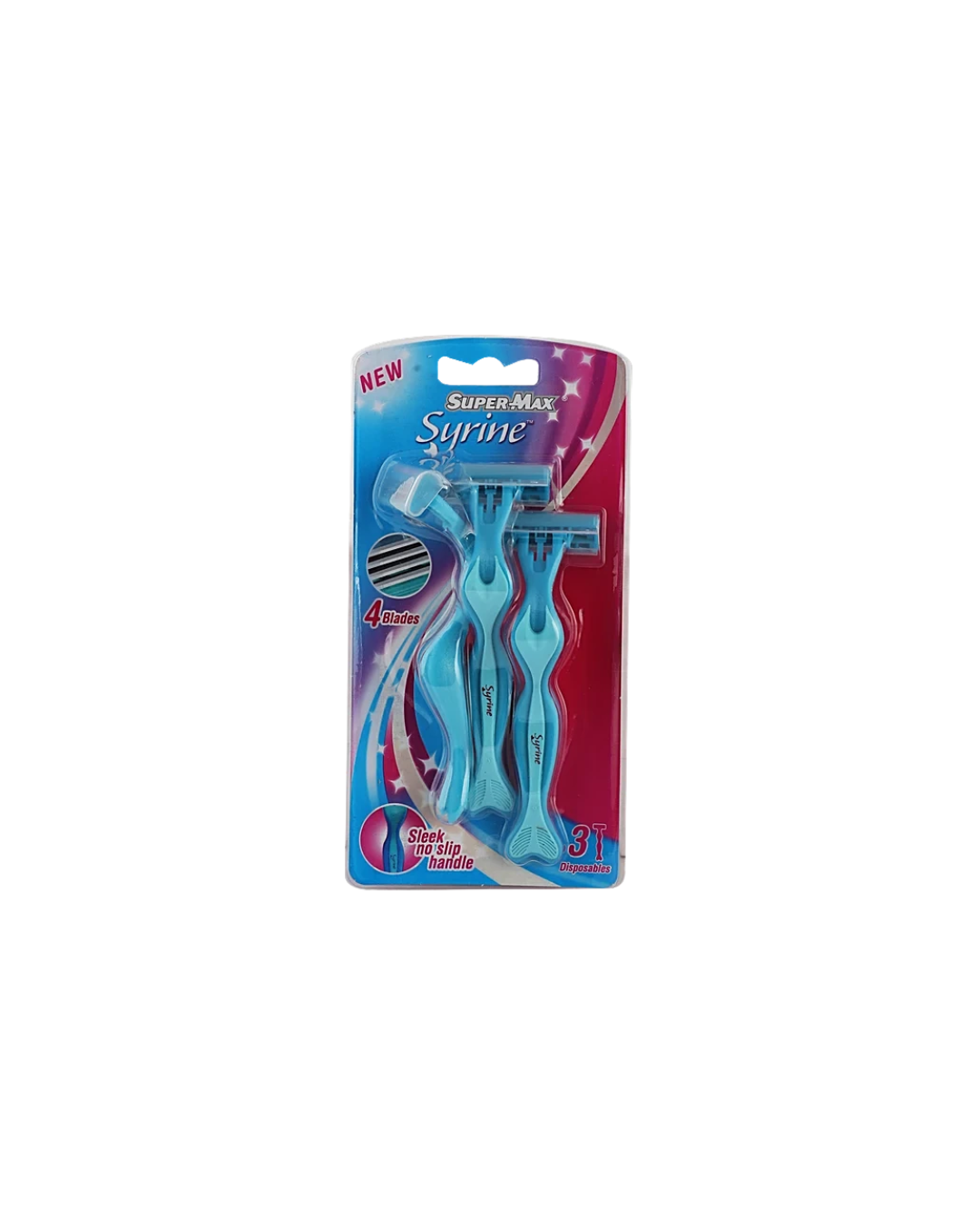 SUPER MAX SYRINE SLEEK NO SLIP HANDLE 4 BLADES 3 PACK FOR WOMEN