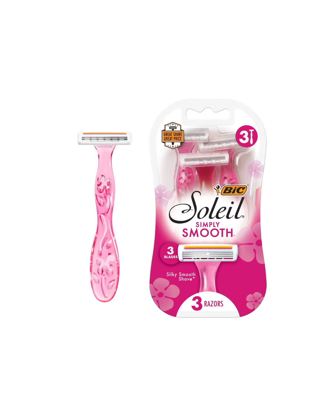 BIC Soleil Simply Smooth Disposable Razors – 3 Count | Women's Triple-Blade Razors