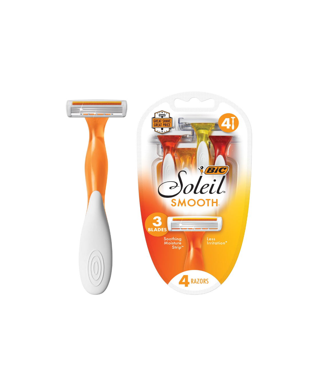 BIC Soleil Simply Smooth Disposable Razors – 4 Count | Women's Triple-Blade Razors