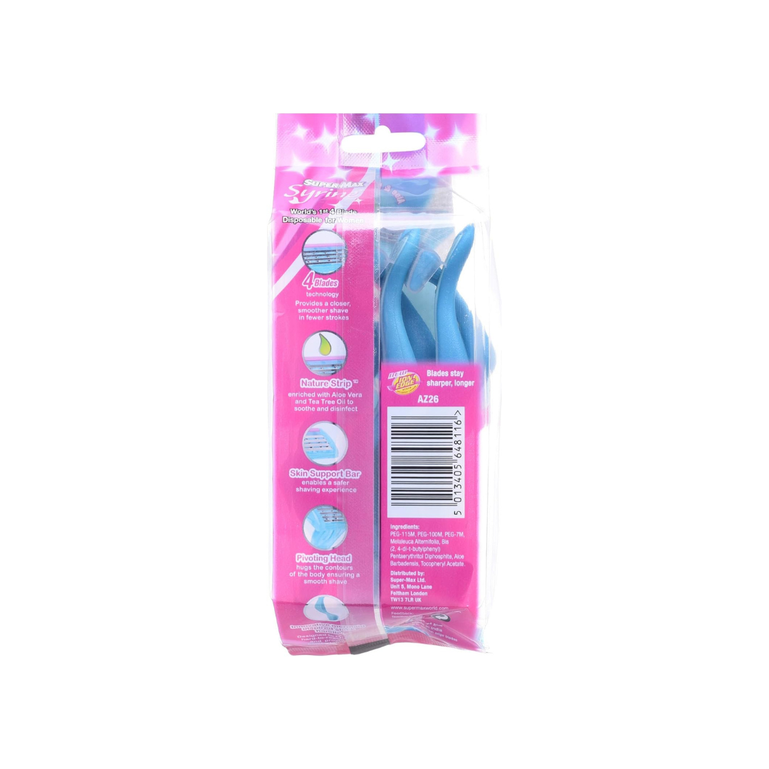 SUPER MAX SYRINE SLEEK NO SLIP HANDLE 4 BLADES 6 PACK FOR WOMEN