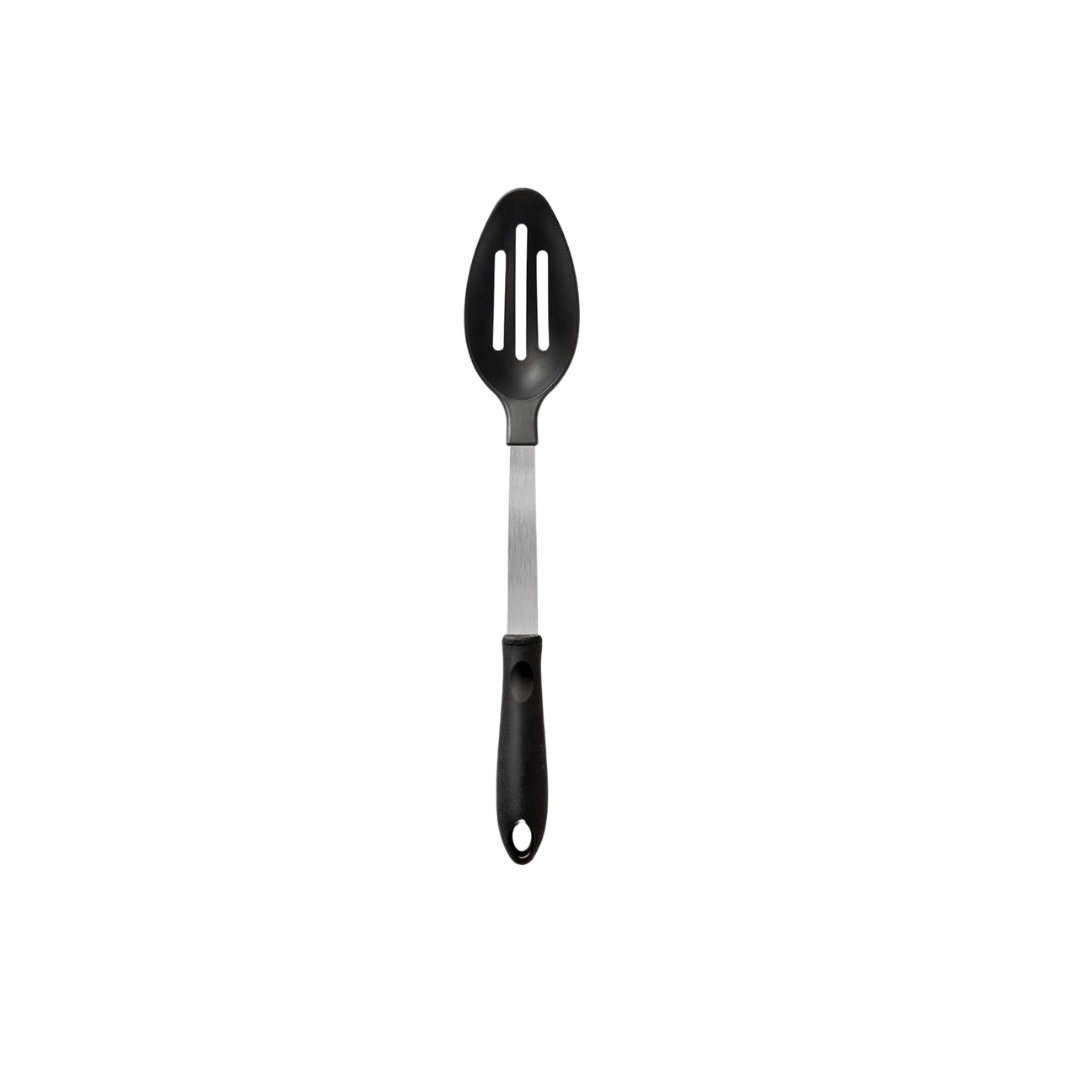 SLOTTED SPOON HEAT RESISTANT UP TO 400 DEGREES AND DISHWASHER SAFE.