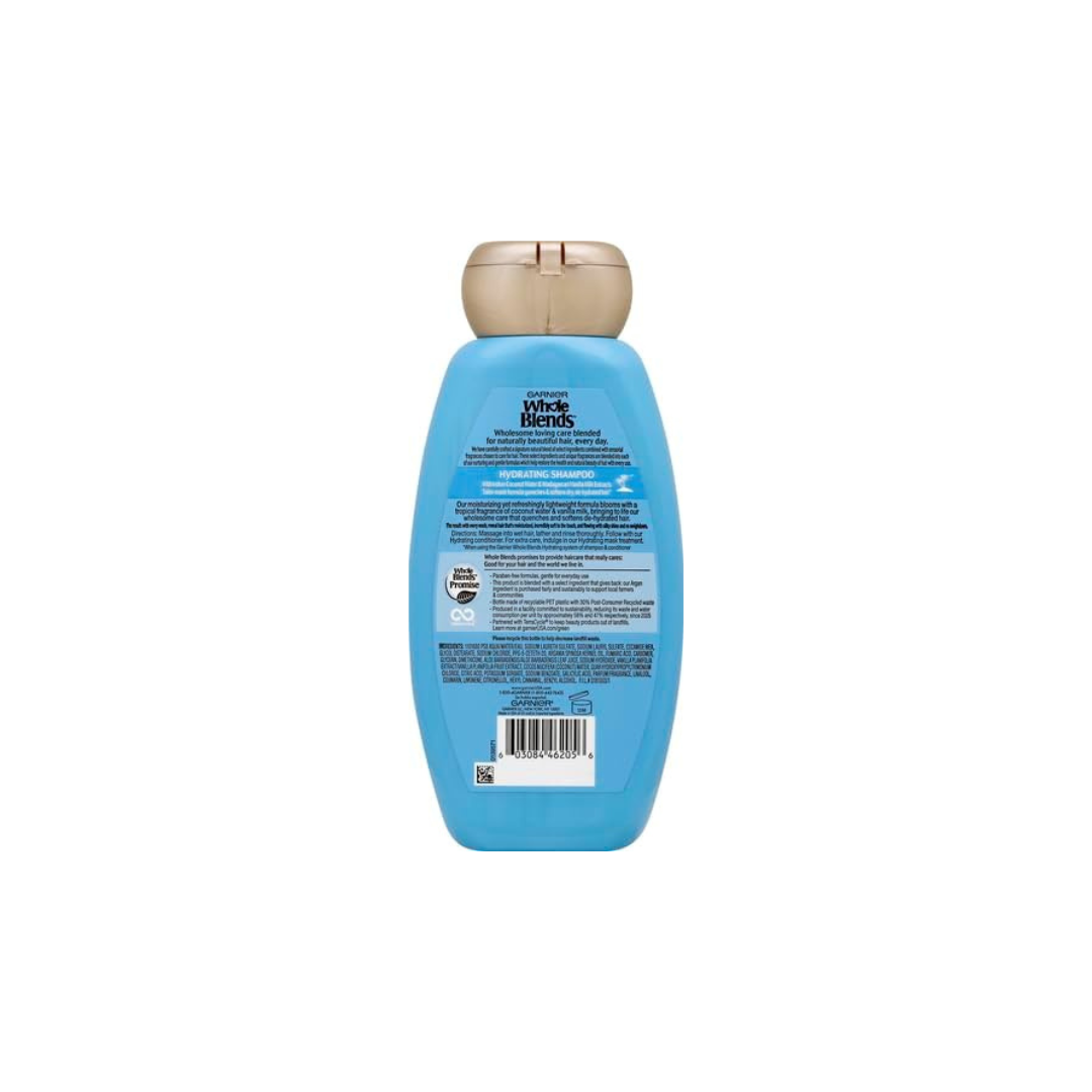 GARNIER Whole Blends Coconut Water and Vanilla Milk Shampoo. For Dry Hair, Hydrating, Paraben-Free, 370 ml