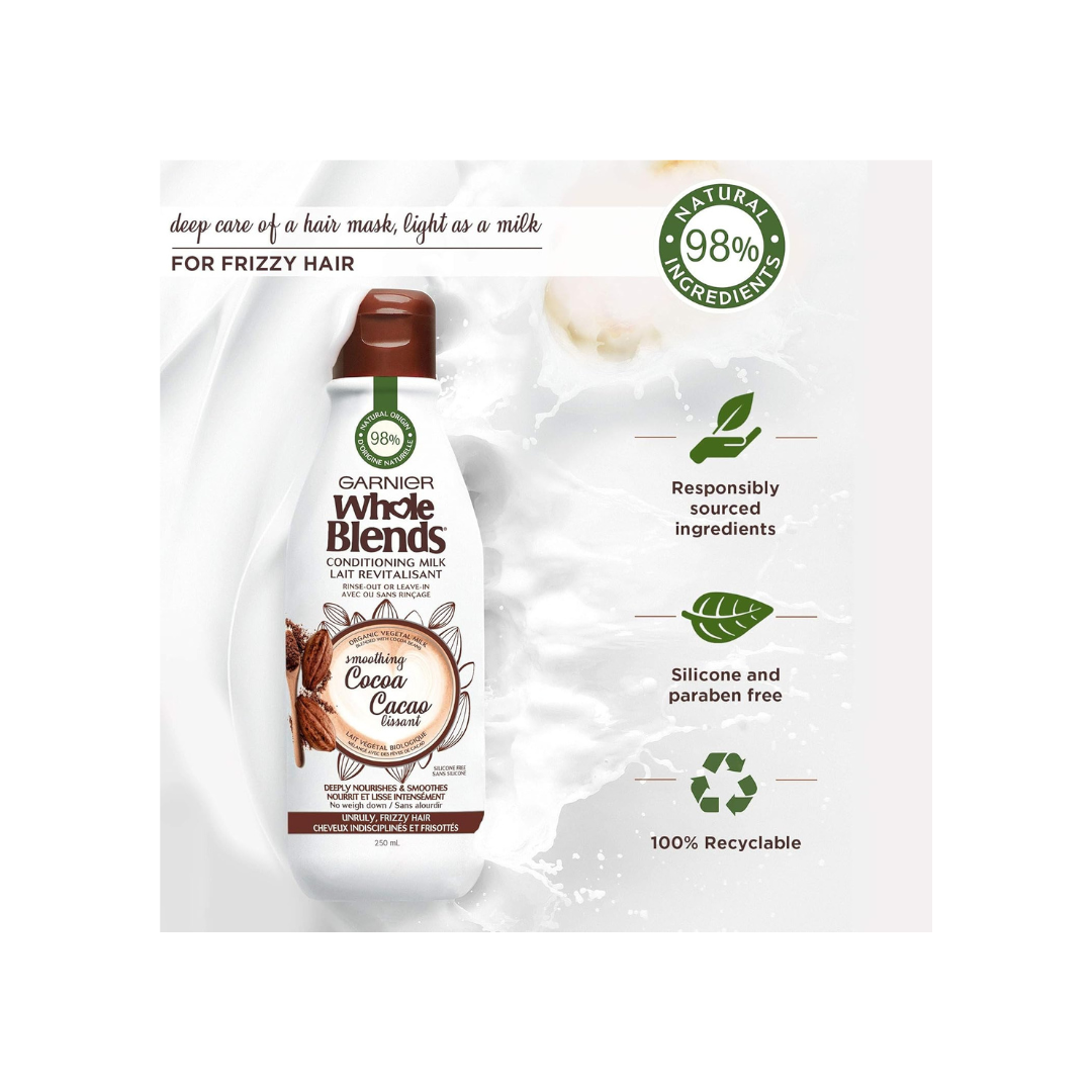 Garnier Whole Blends Conditioning Milk Smoothing Cocoa, 250 Milliliters