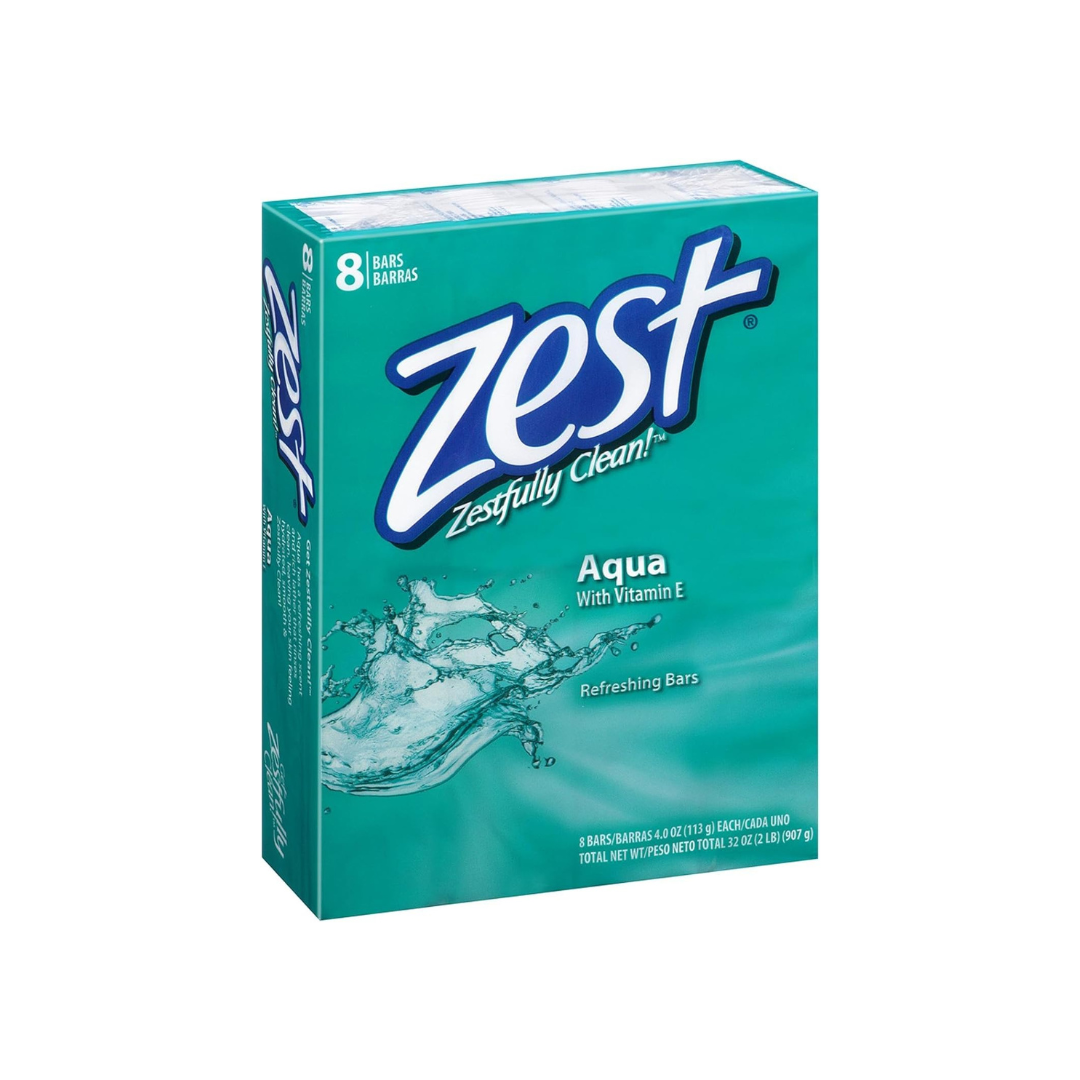Zest 8-Bar Bath Size Soap, Aqua, 4 Ounce