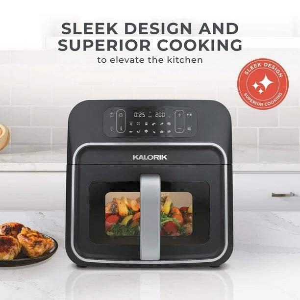 Kalorik Designer Series 7.5 QUART Air Fryer with Window, in Black Silver
