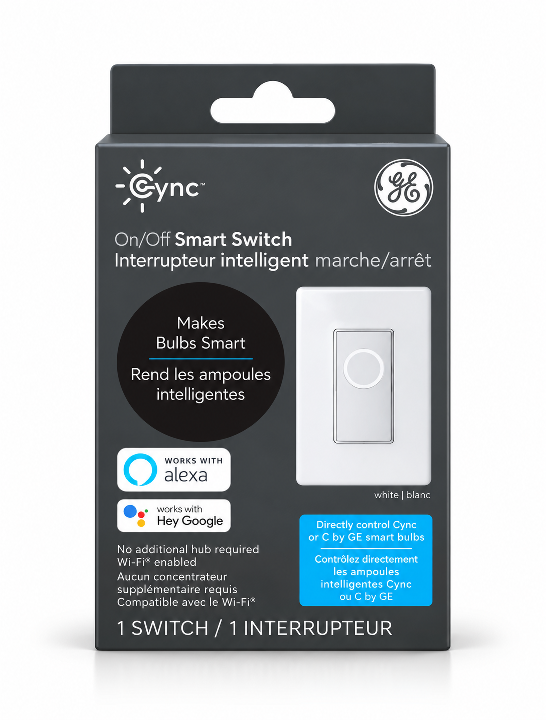 GE Cync On/Off Smart Switch, Wi-Fi Enabled, White, 1-Pack
