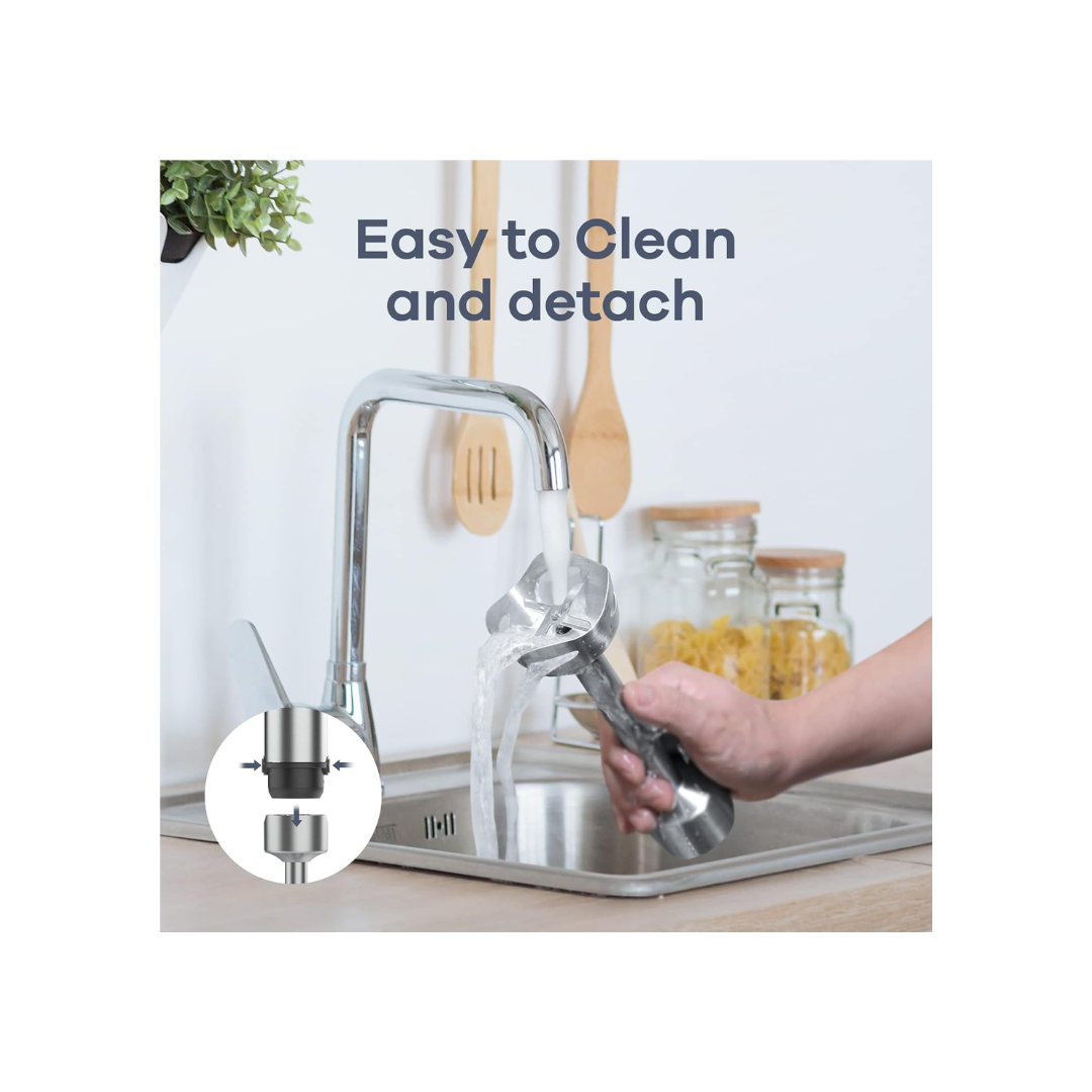 Ganiza Immersion Blender, Electric Hand Blender 800W with 15 Speed and Turbo Mode Handheld Blender Stainless Steel Blade, 5-in-1 Handheld Stick Mixer, Milk Frother, Egg Whisk, Chopper and Beaker