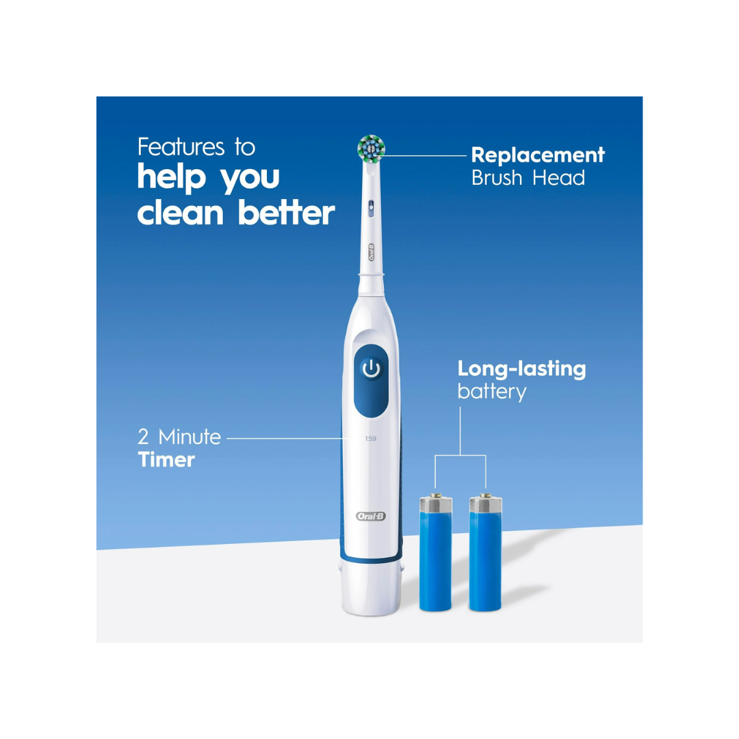 Oral B Pro Clean Battery Toothbrush, Deep Clean - White, 1 Toothbrush, 1 Brush Head, Built-in Timer and batteries included