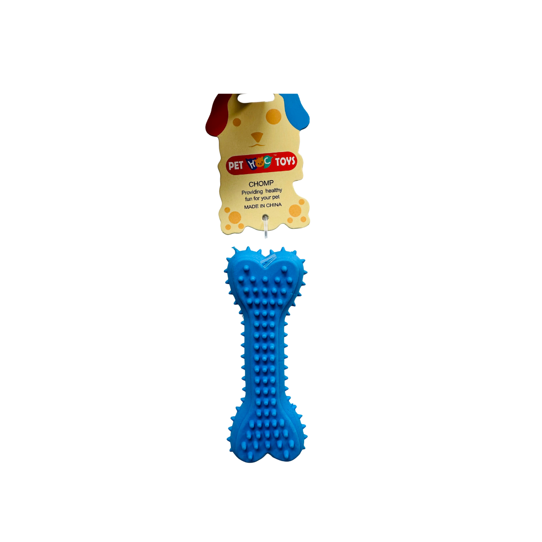 PET TOYS Chew Bone Durable Dog chew Toy for Teeth Cleaning, Rubber Toothbrush Stick BLUE