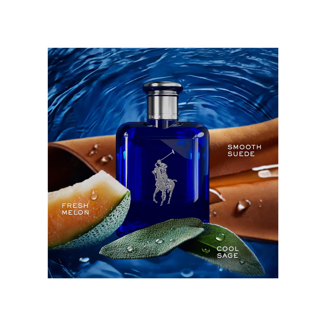 Ralph Lauren - Polo Blue - Eau de Toilette - Men's Cologne - Aquatic & Fresh - With Citrus, Sage, and Suede - Medium Intensity 125ml