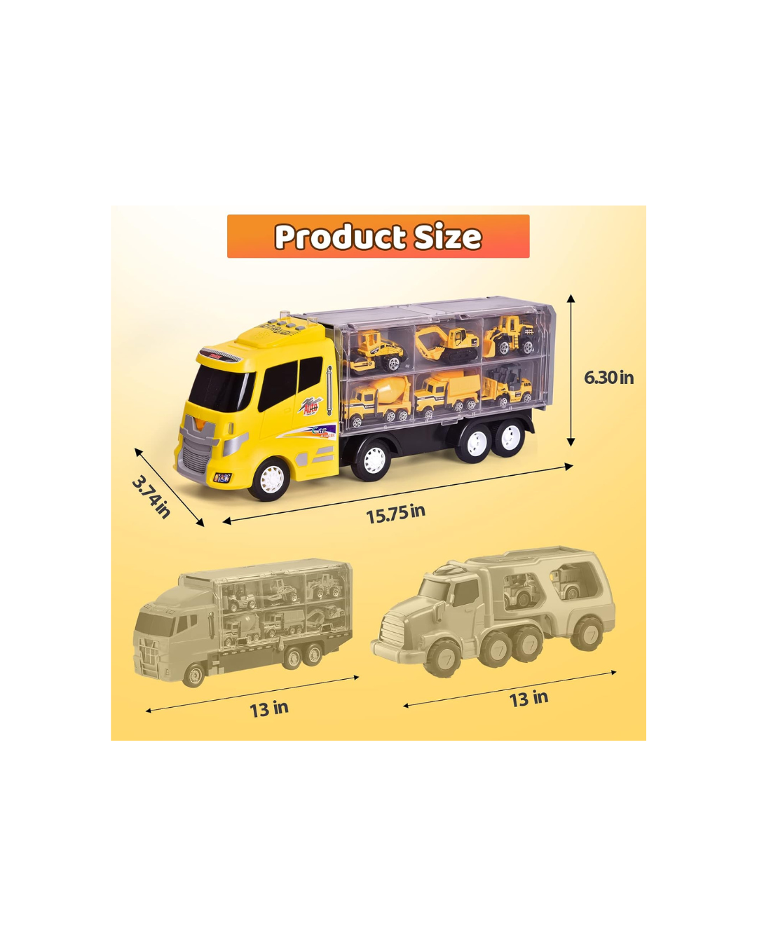 12 in 1 Construction Truck Toys Set for Toddlers, Carrier Truck with 12 Mini Cars for Kids,Transport Trucks Toy Age 3-7