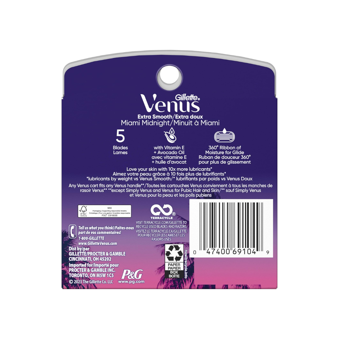 Venus Miami Midnight Extra Smooth Sensitive Women's Razor Refills 6pack