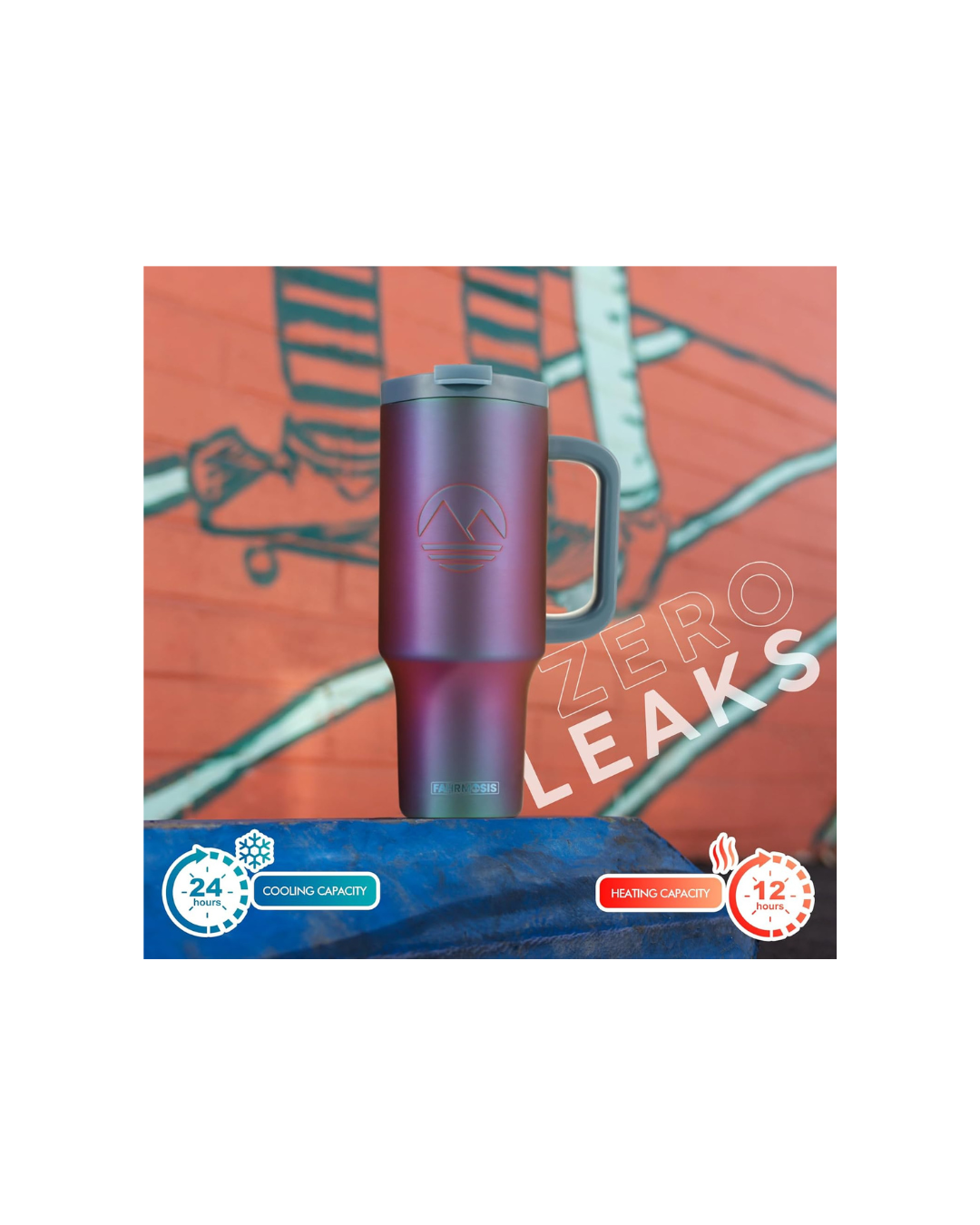 Tumbler with Handle and Straw | Leakproof Tumbler with Straw Insulated Travel Mug Fits Cupholders | Insulated Cup 40 oz Water Bottle with Straw Stainless Steel Tumbler - Violet