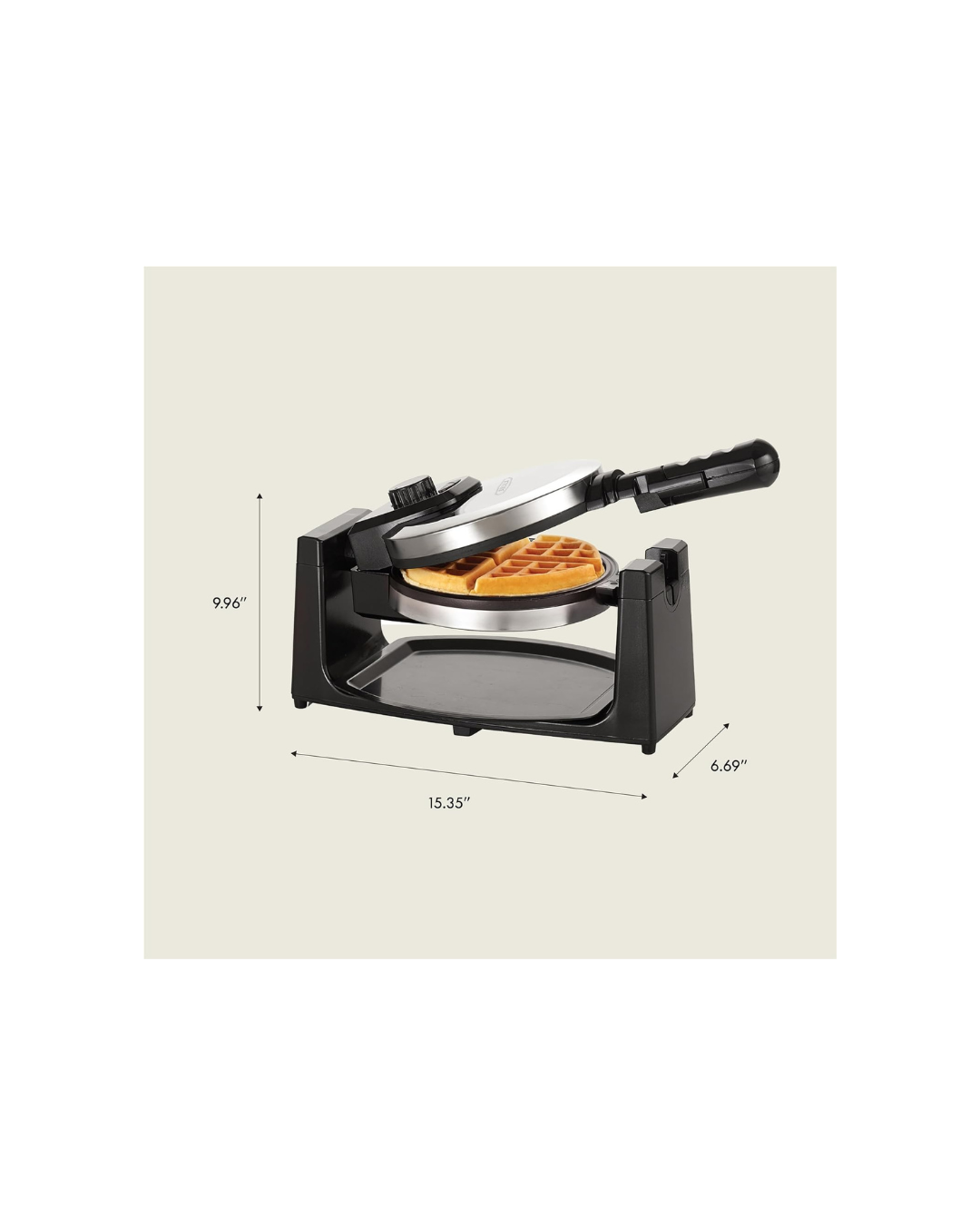 Bella Rotating Belgian Waffle Maker with Nonstick Plates, Removable Drip Tray, Adjustable Browning Control and Cool Touch Handles, Stainless Steel