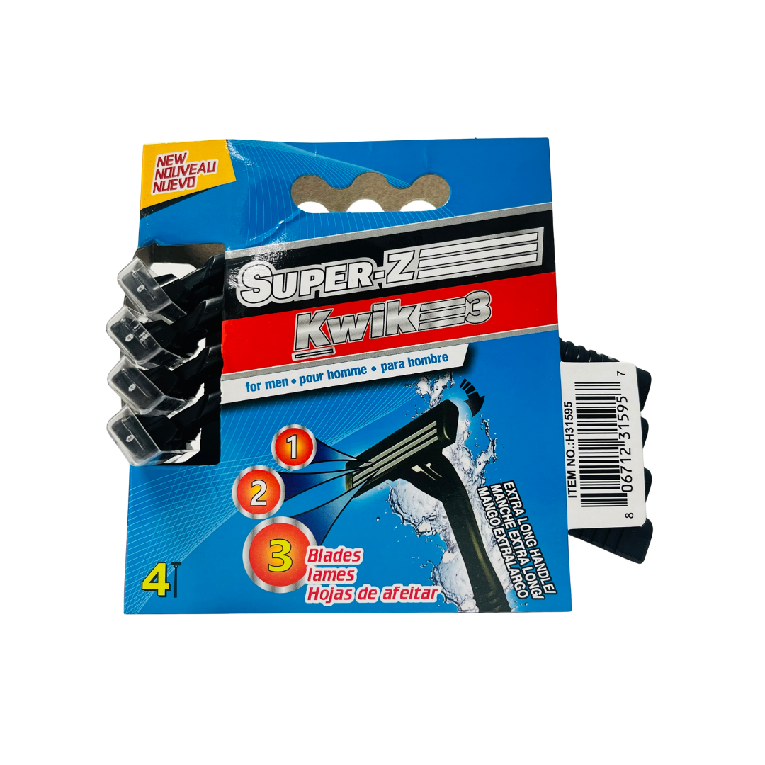 SUPER-Z KWIK 3 BLADE  WITH EXTRA LONG HANDLE ( 4 PACK)