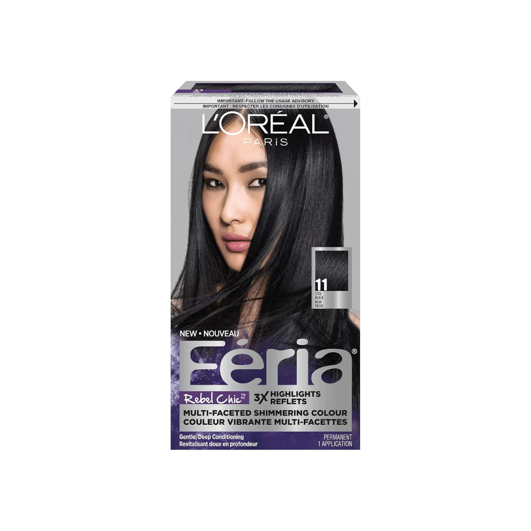 LOREAL FERIA HAIR COLOUR COOL BLACK SHIMMERING COLOUR # 11