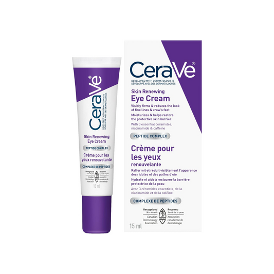 CeraVe Skin Renewing Eye Cream, Under Eye Cream with Caffeine, Peptides, & Hyaluronic Acid, Reduce Appearance of Fine Lines. Fragrance-Free & Ophthalmologist Tested, 15 mL