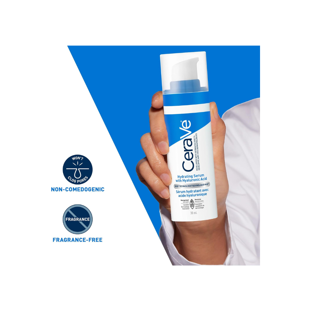 CeraVe HYALURONIC ACID Face Serum, Hydrating Serum for Face with Vitamin B5 & Ceramides, for Men & Women, Normal To Dry Skin. Fragrance Free, Non-Comedogenic, Paraben-Free, 30ML
