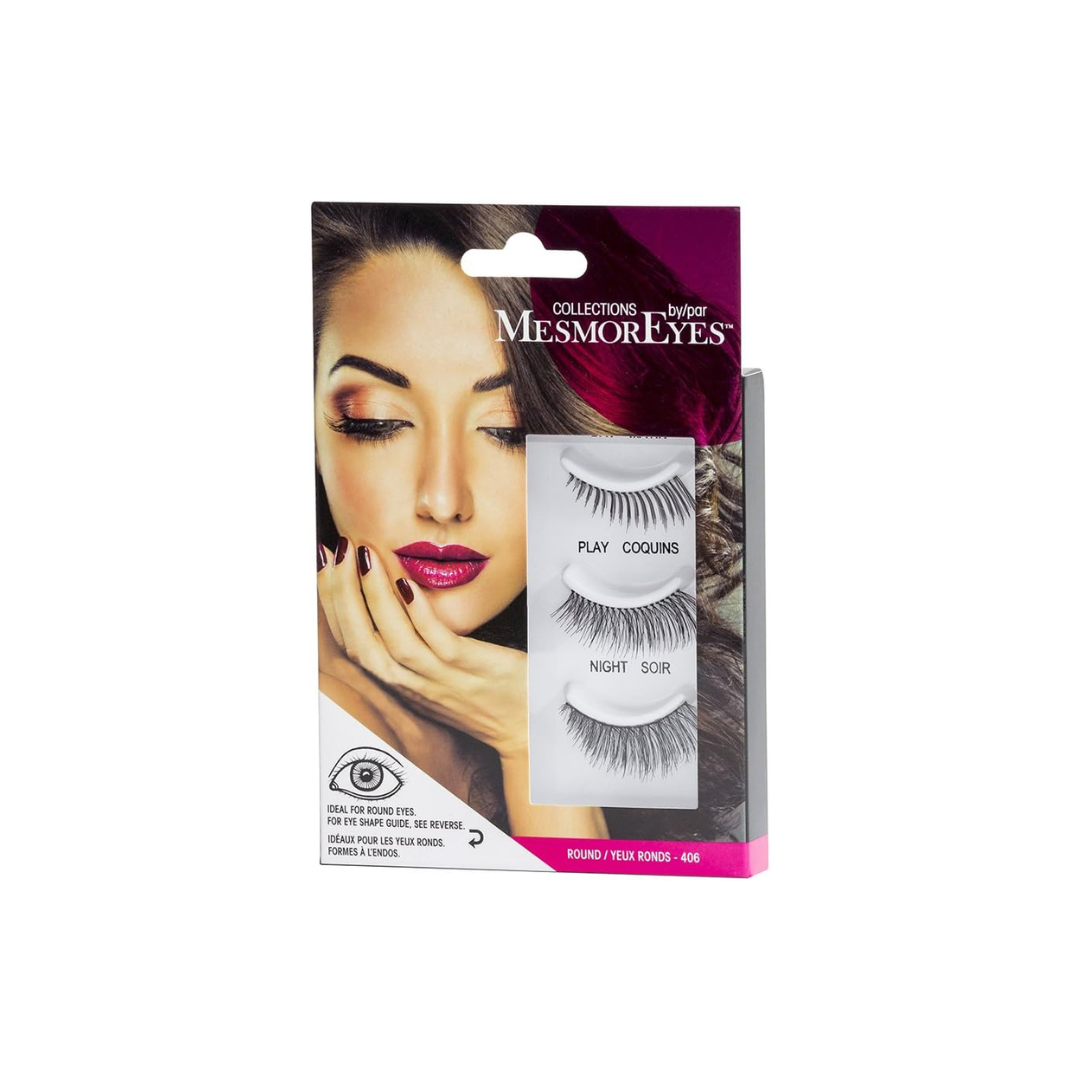 Collections by MesmorEyes False Eye Lashes for Your Unique Eye Shape, 3 Pairs of Lashes (Round Eyes)