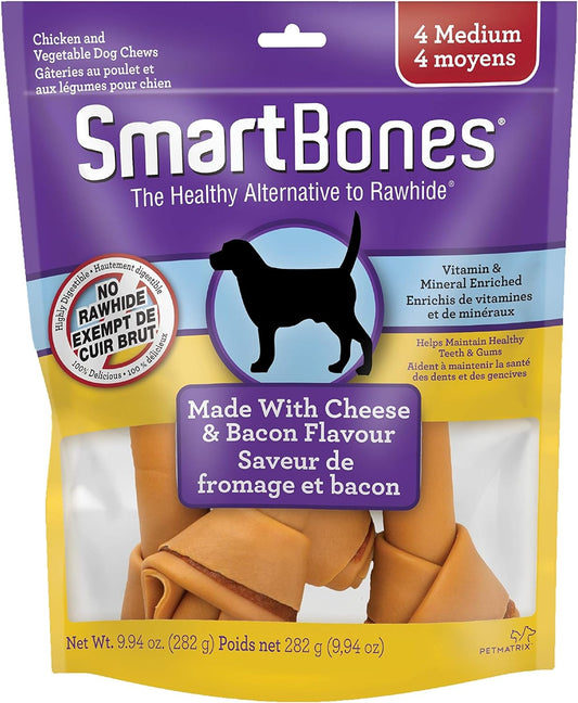 Smart Bones Bacon & Cheese Medium Bones Dog Treats, 4 count