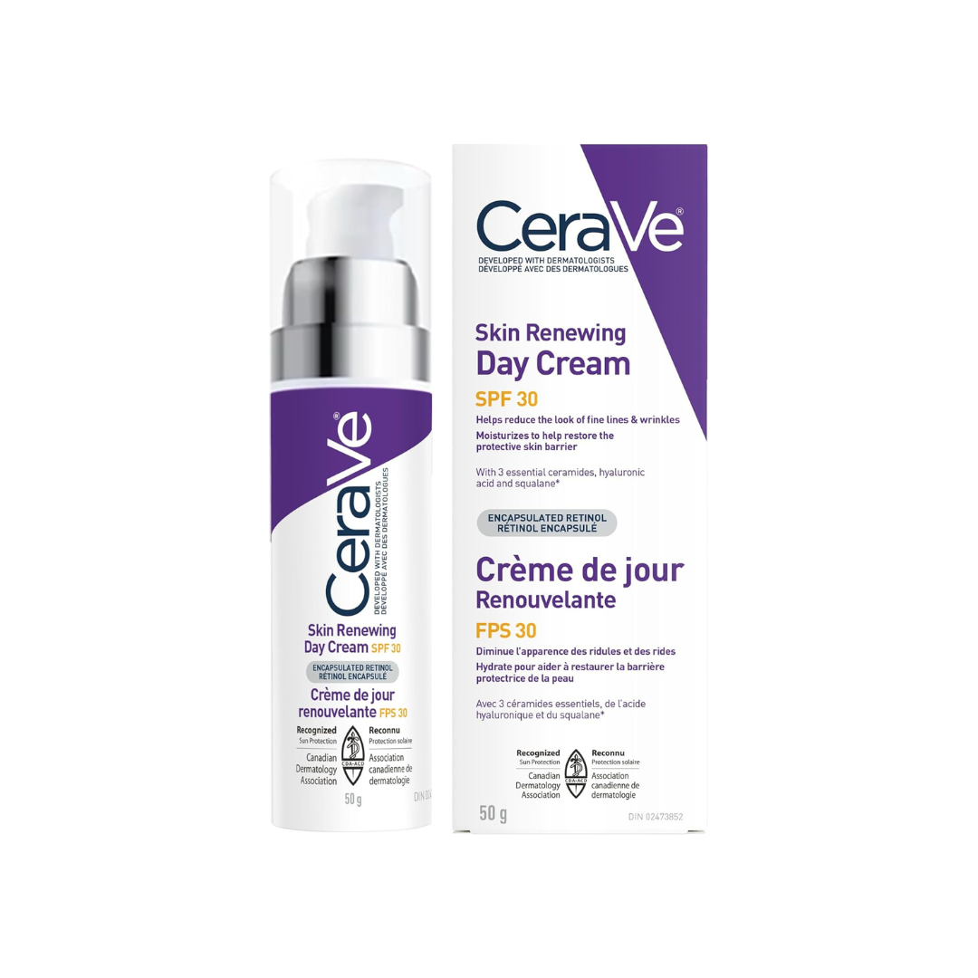 CeraVe Skin Renewing Day Cream SPF 30 - Anti-aging Daily Moisturizing Cream with Encapsulated Retinol, Ceramides & Hyaluronic Acid, Fragrance Free