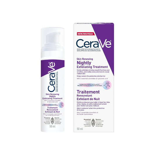 CeraVe Skin Renewing Nightly Exfoliating Treatment for Healthy Aging, Fine Lines, Wrinkles, Dullness and Pores. Face Serum with Glycolic Acid, Hyaluronic Acid & Ceramides. Developed with Dermatologists, Non-irritating, Fragrance-Free, 50ml