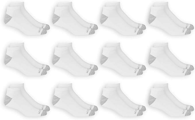 FRUIT OF THE LOOM DUAL DEFENSE 12 PACK LOW CUT SOCKS SIZE 6-12 WHITE