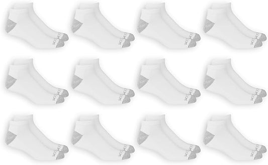 FRUIT OF THE LOOM DUAL DEFENSE 12 PACK LOW CUT SOCKS SIZE 6-12 WHITE