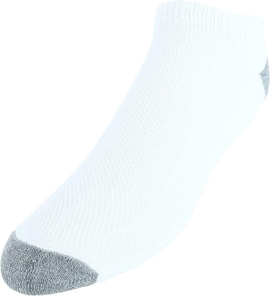 FRUIT OF THE LOOM 6 CUSHIONED NO SHOW BEATHABLE MESH SOCKS WHITE